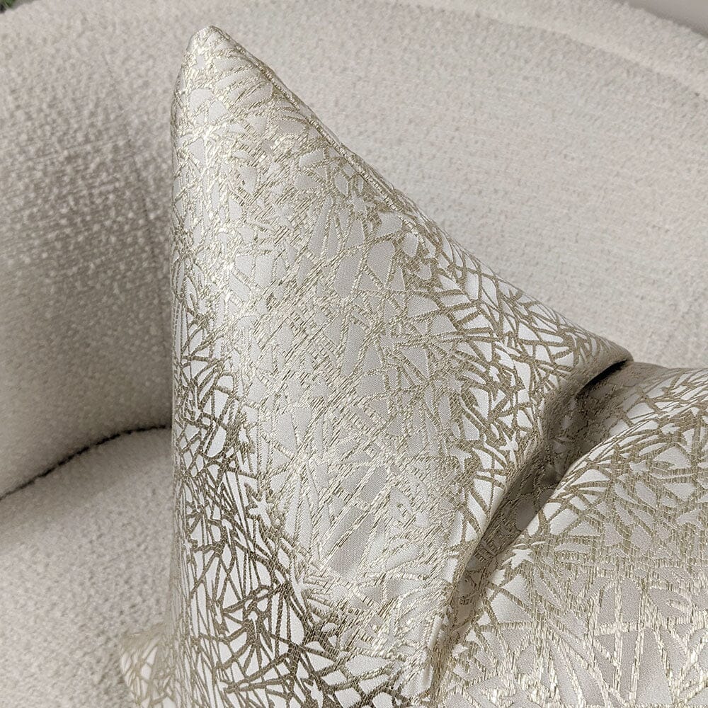 Arya Cream & Gold Geometric Print Cushion - 50x50cm - Image 2
