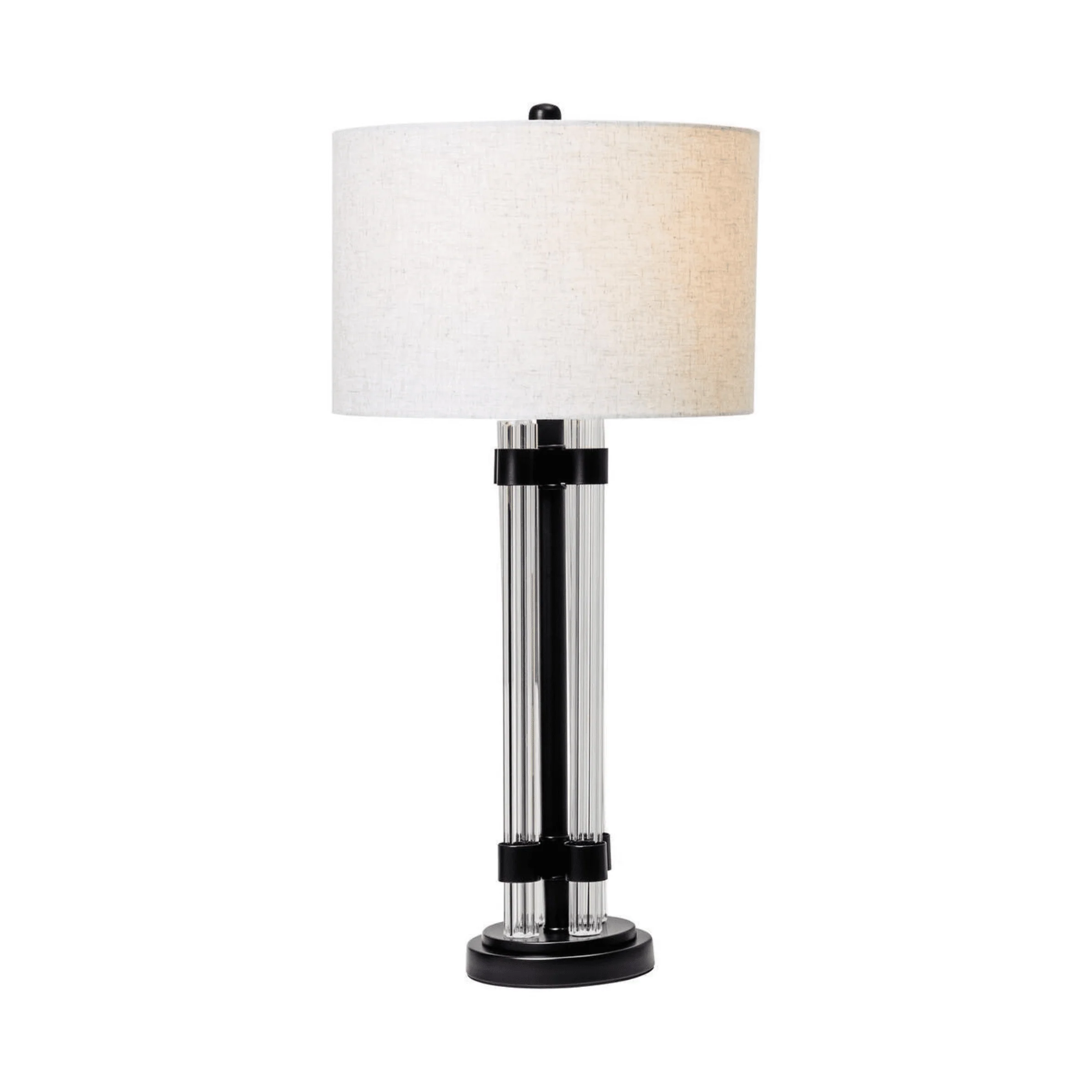 Ashford Black & Glass Table Lamp with Ivory Shade - Image 2