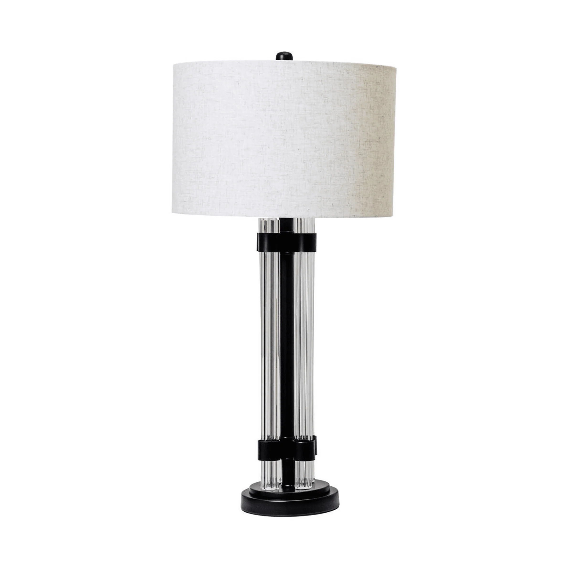 Ashford Black & Glass Table Lamp with Ivory Shade - Image 3