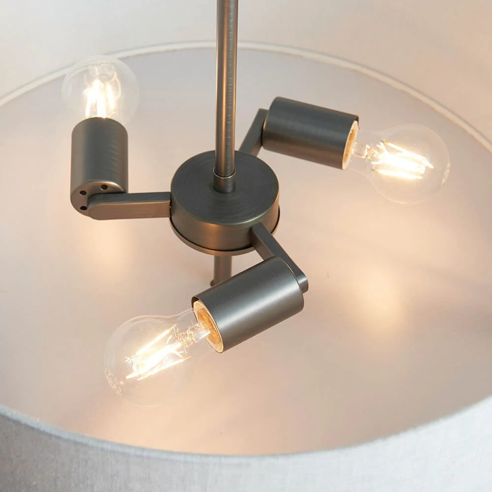 Ashford Bronze & Linen 3 Light Ceiling Pendant - Image 3