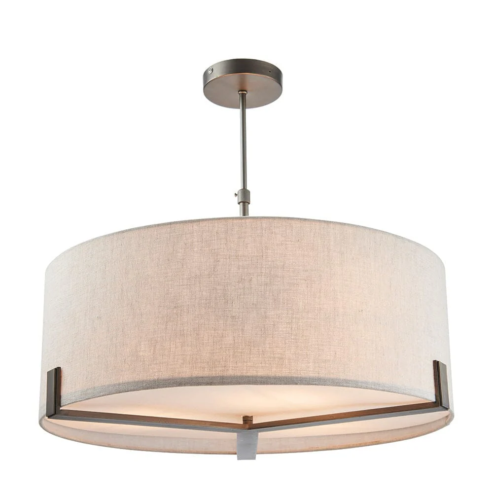 Ashford Bronze & Linen 3 Light Ceiling Pendant - Image 5