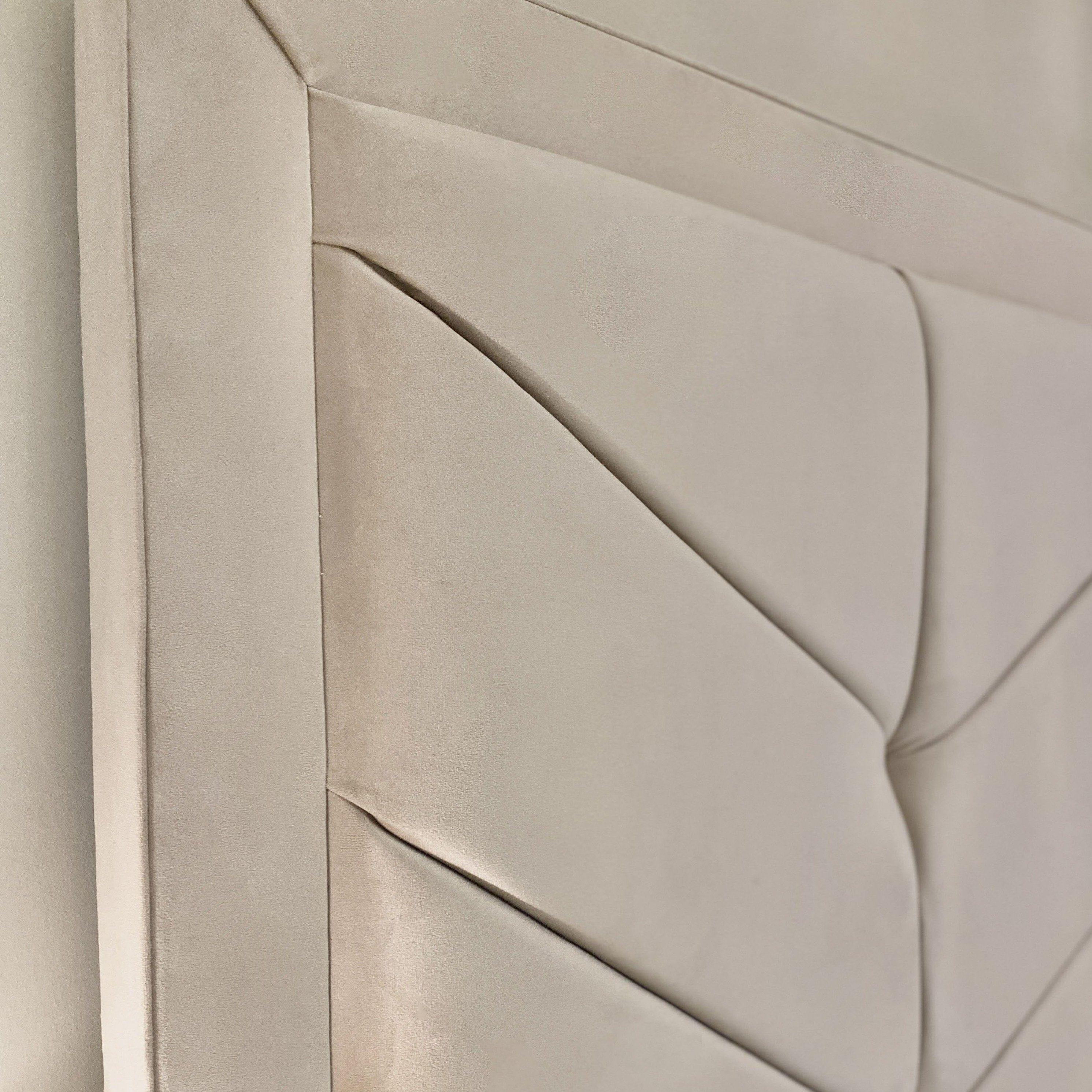 Ashton Vanilla Velvet Premium Chevron Ottoman Storage Bed - Image 2