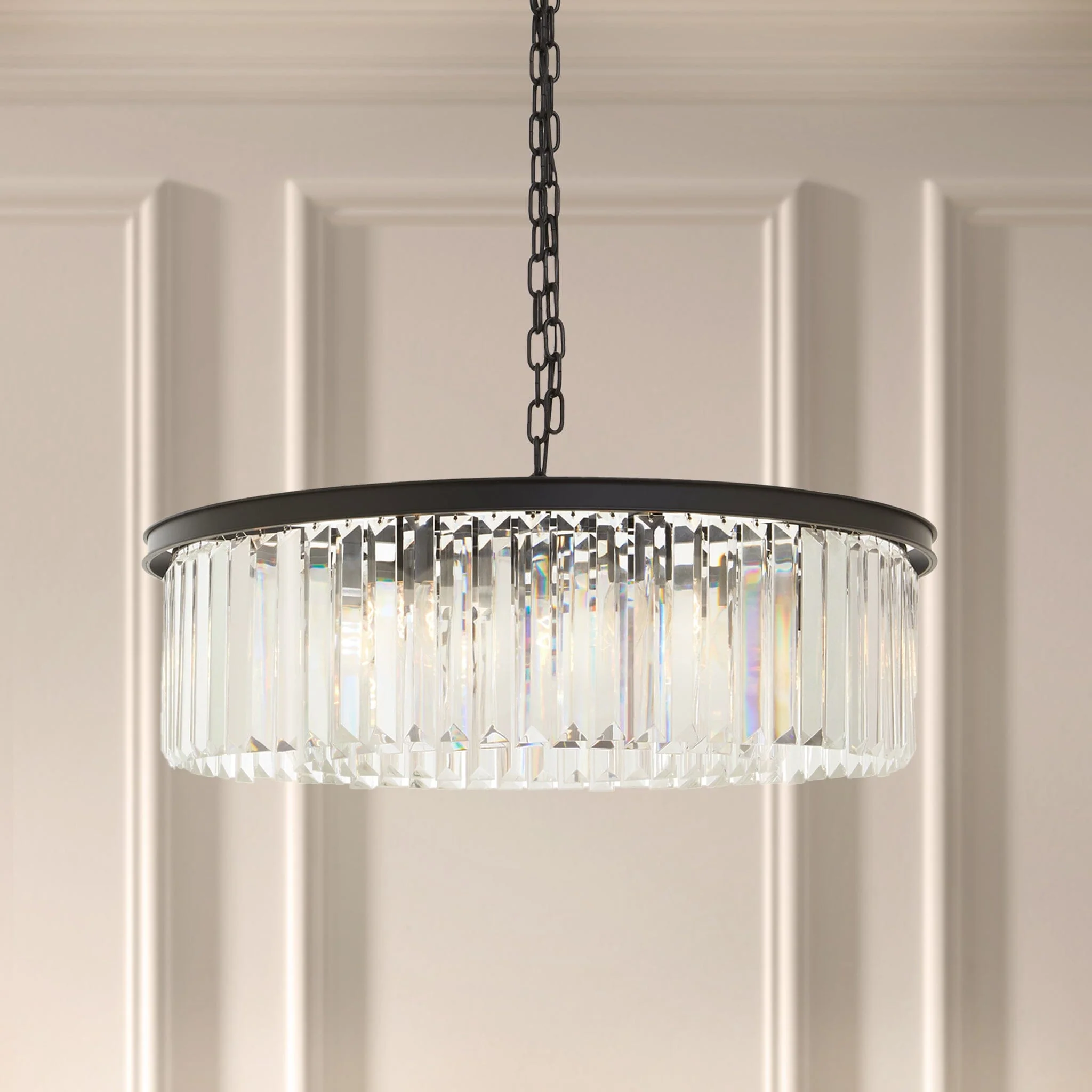 Astaire Black Round Crystal Chandelier