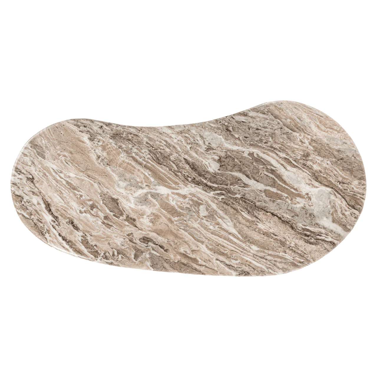 Astalina Brown Ribbed Wooden Pebble Shaped Desk with Marble Top - Image 5