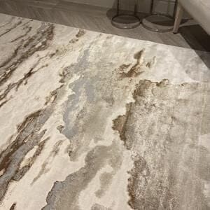 Astoria Cream & Metallic Gold Marble Velvet Rug With Grey Tones - 240 x 340cm - Image 3
