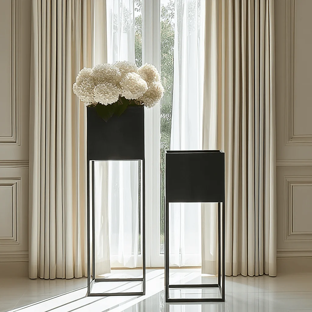 Astrid Graphite Metal Decorative Planters - Set of 2