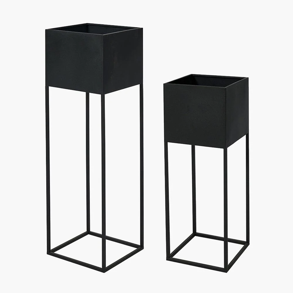 Astrid Graphite Metal Decorative Planters - Set of 2 - Image 2
