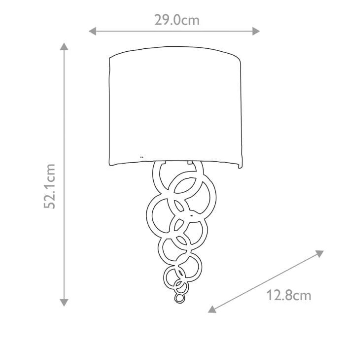 Athens Chrome Ring Detail Wall Light with Faux Silk Shade - Image 2