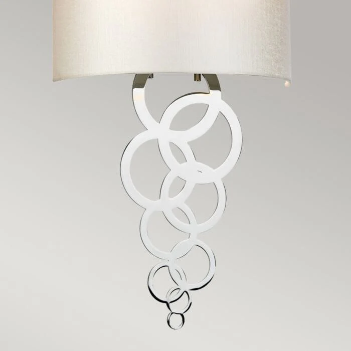 Athens Chrome Ring Detail Wall Light with Faux Silk Shade - Image 4