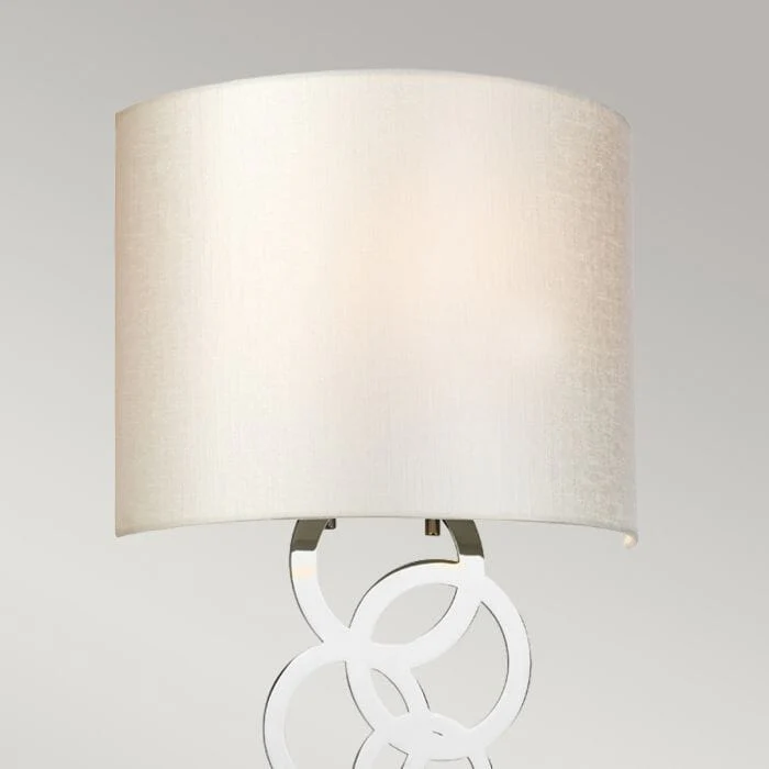 Athens Chrome Ring Detail Wall Light with Faux Silk Shade - Image 5