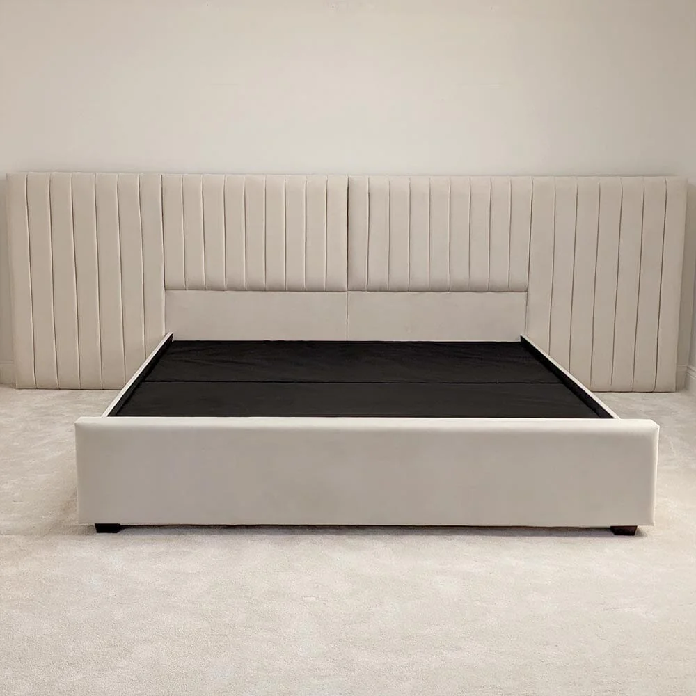 Atlantis Cream Wide Floor Standing Headboard with Bed Base - Image 6