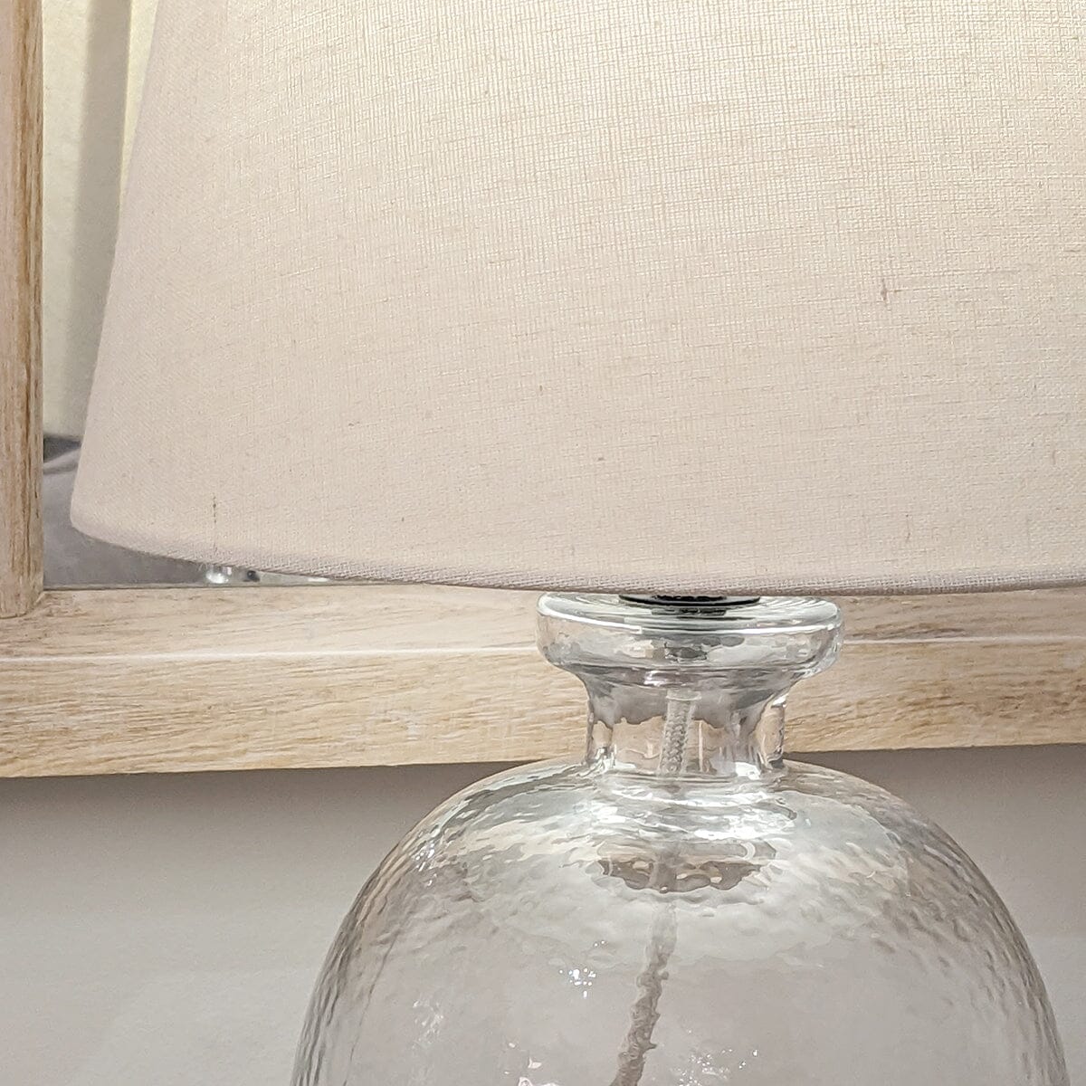 Auden Clear Textured Glass Table Lamp with Ivory Shade - Image 3