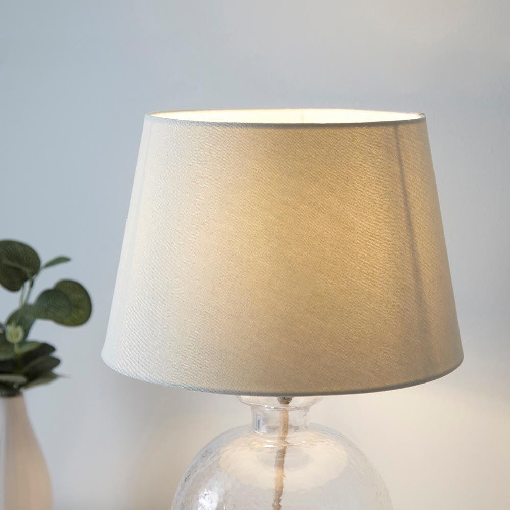Auden Clear Textured Glass Table Lamp with Ivory Shade - Image 5