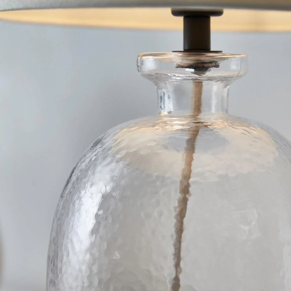 Auden Clear Textured Glass Table Lamp with Ivory Shade - Image 6