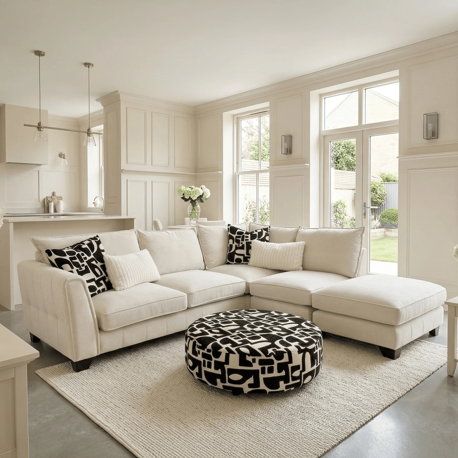Avalon Neutral Velvet Sofa Range with Monochrome Accents - Image 2