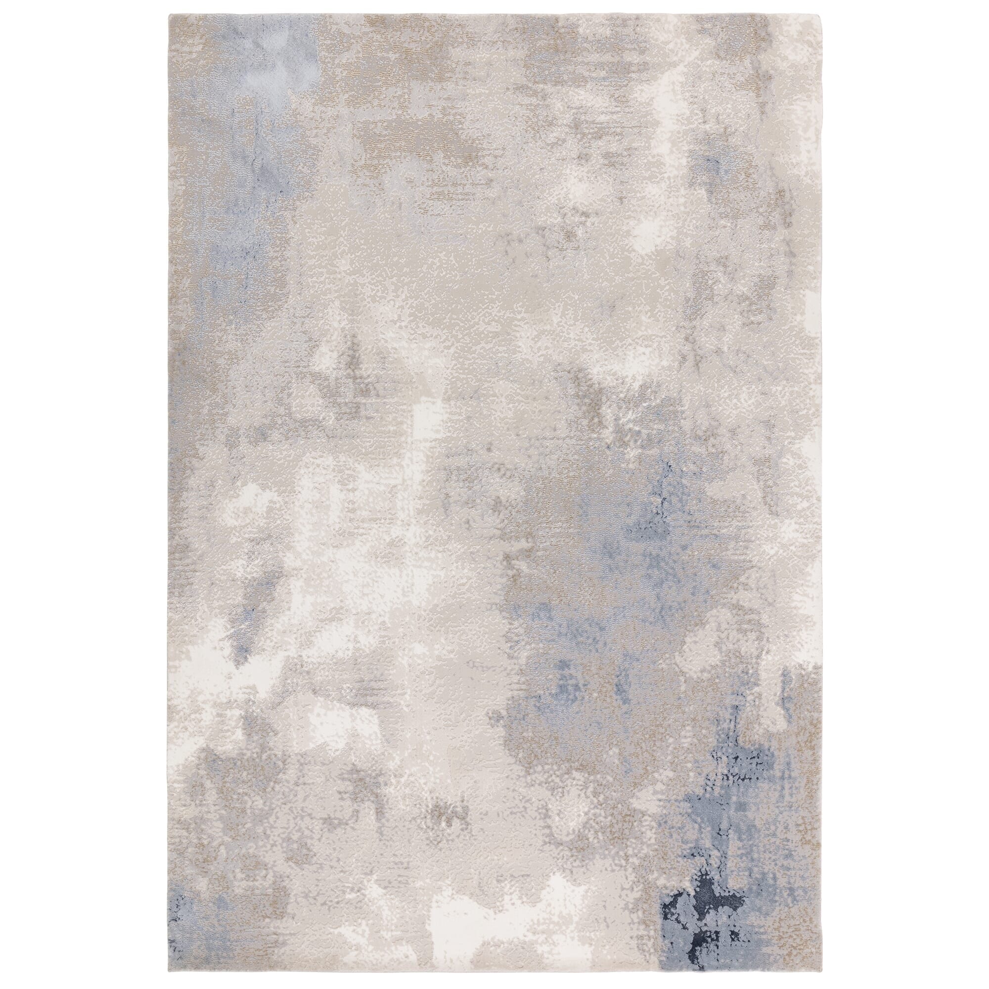 Aveline Metallic Cream, Grey & Blue Abstract Rug - Image 2