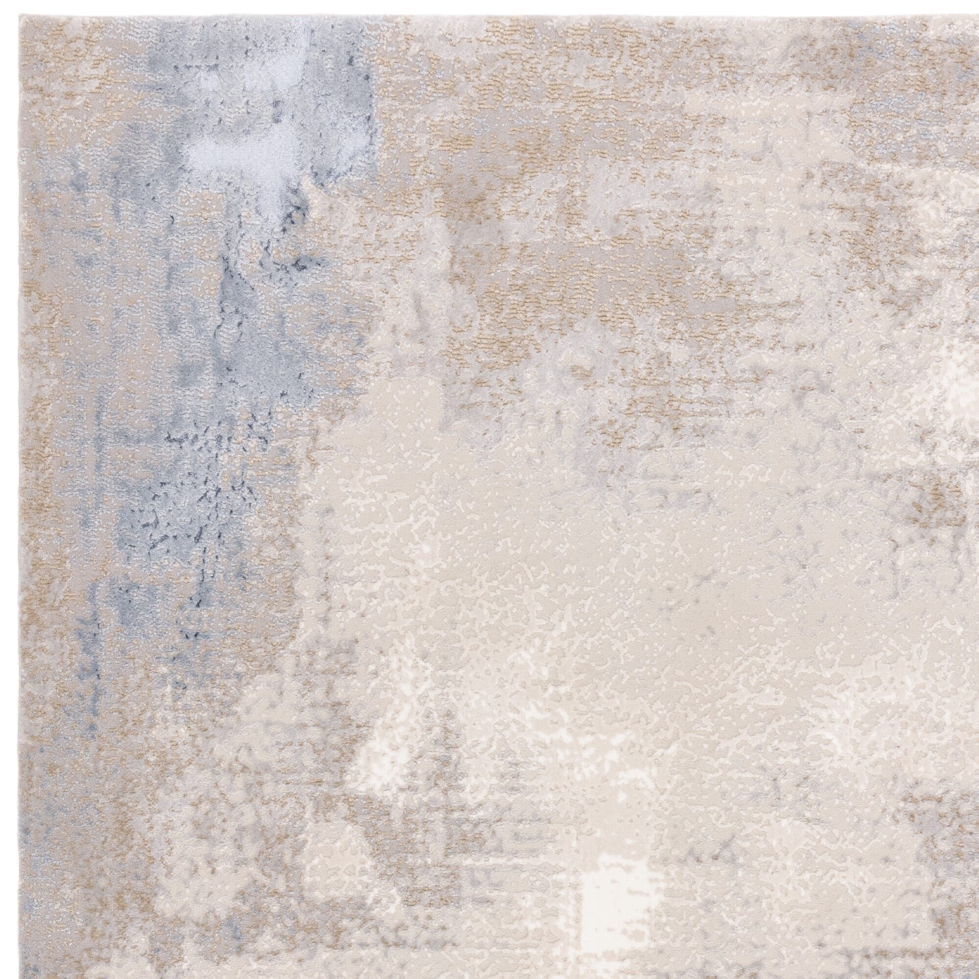 Aveline Metallic Cream, Grey & Blue Abstract Rug - Image 4
