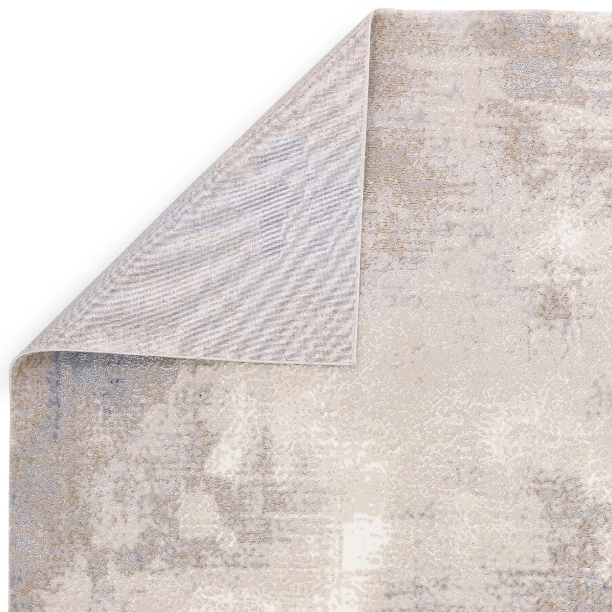 Aveline Metallic Cream, Grey & Blue Abstract Rug - Image 5