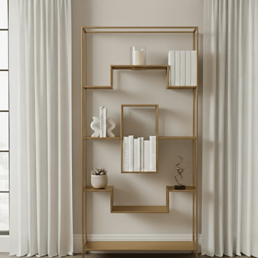 Ayesha Antique Brass Decorative Shelving Unit