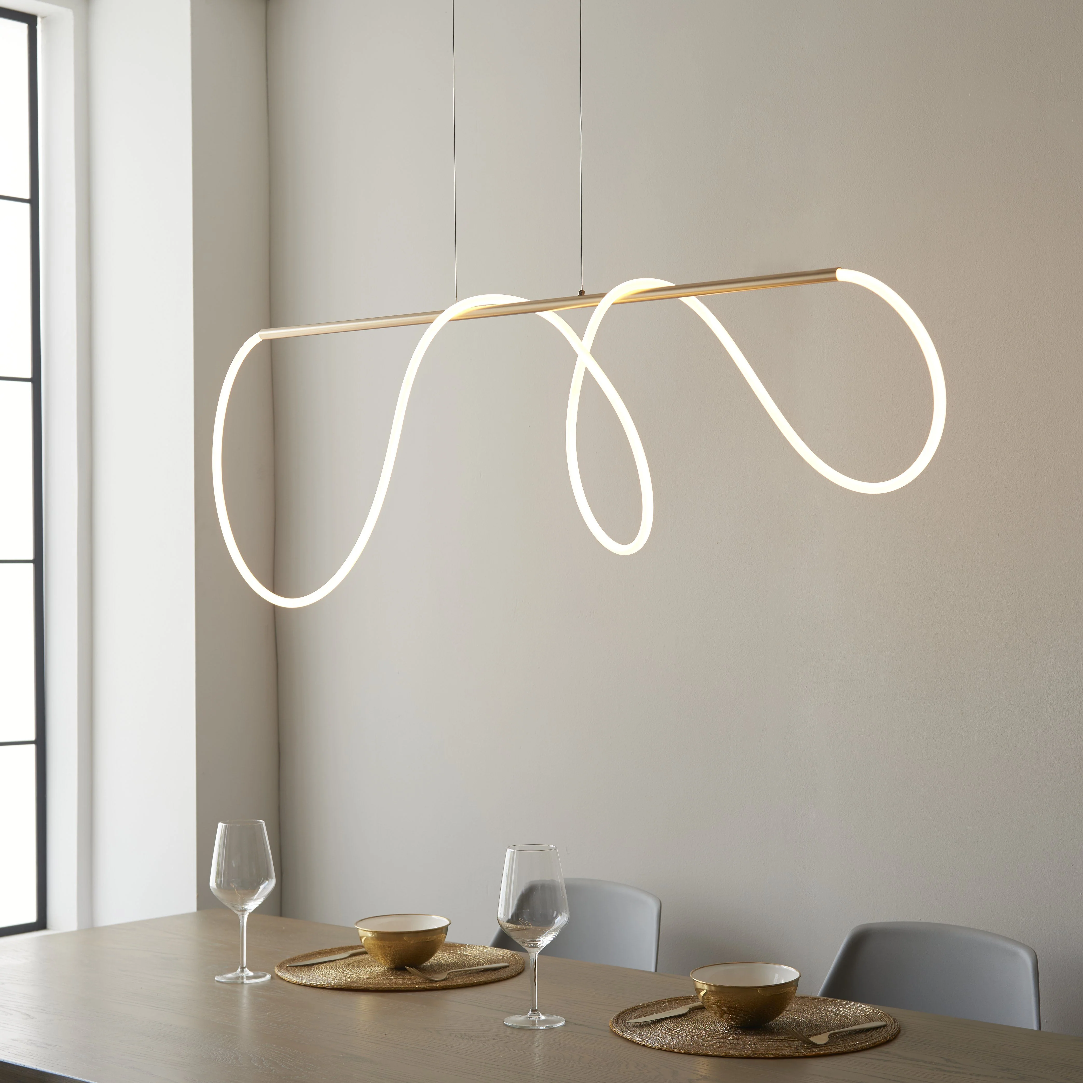 Azariah Gold Abstract Linear Pendant Ceiling Light - Image 2