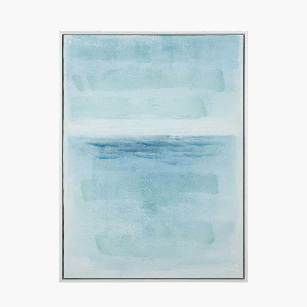 Azure Blue Abstract Canvas with White Frame - Image 2