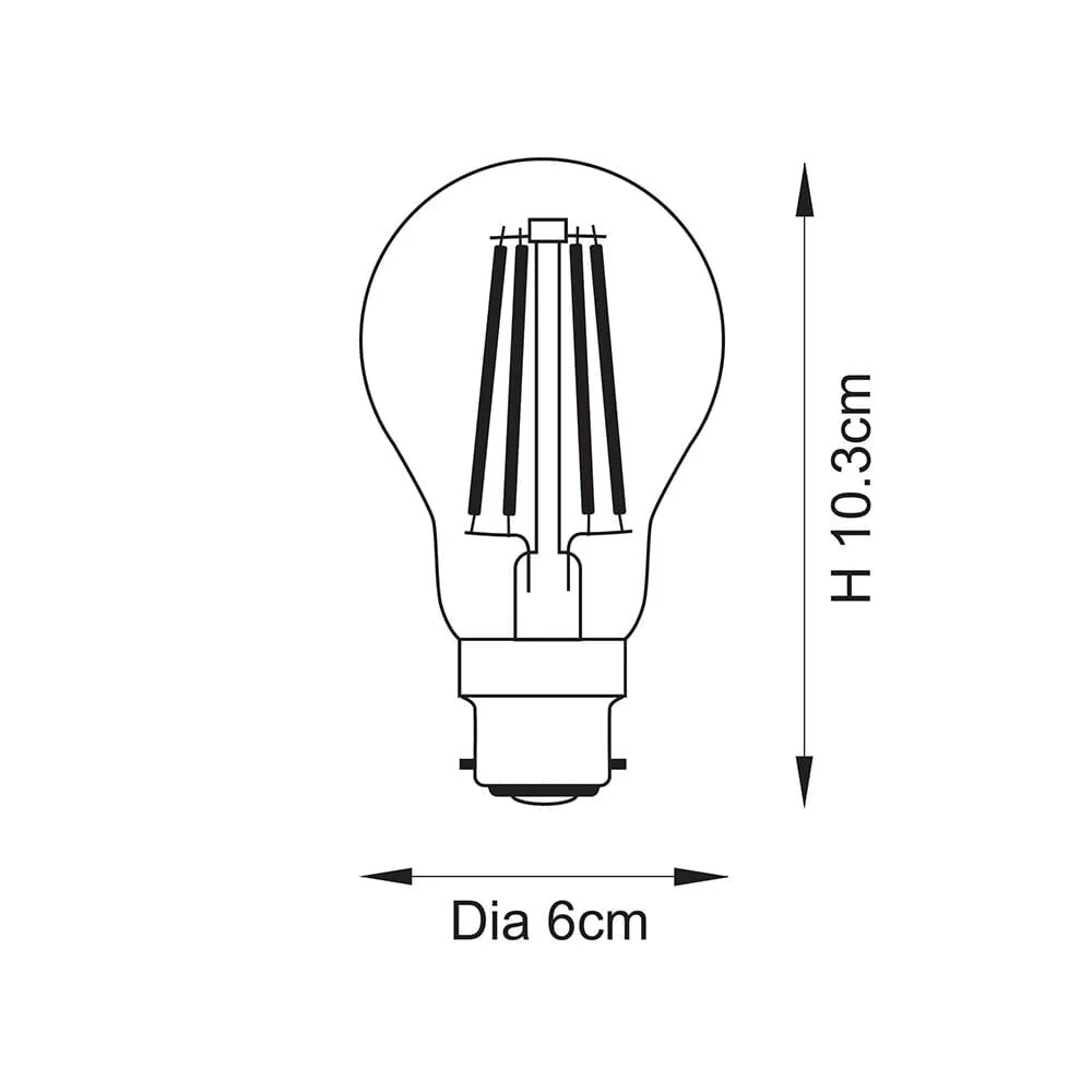 B22 LED Filament GLS Warm White Bulb - Image 2