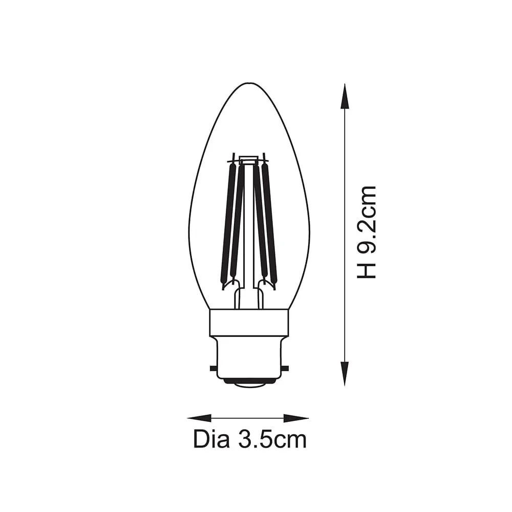 B22 LED Filament Warm White Candle Bulb - Image 2