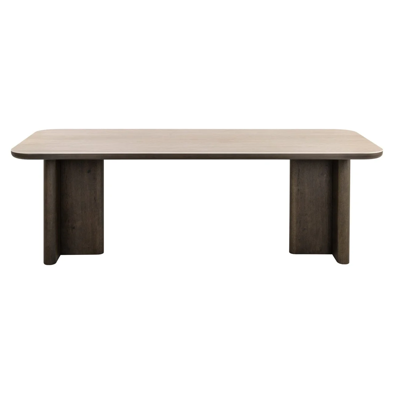 Balerno Deep Brown Wooden Dining Table with Travertine Top - Image 2
