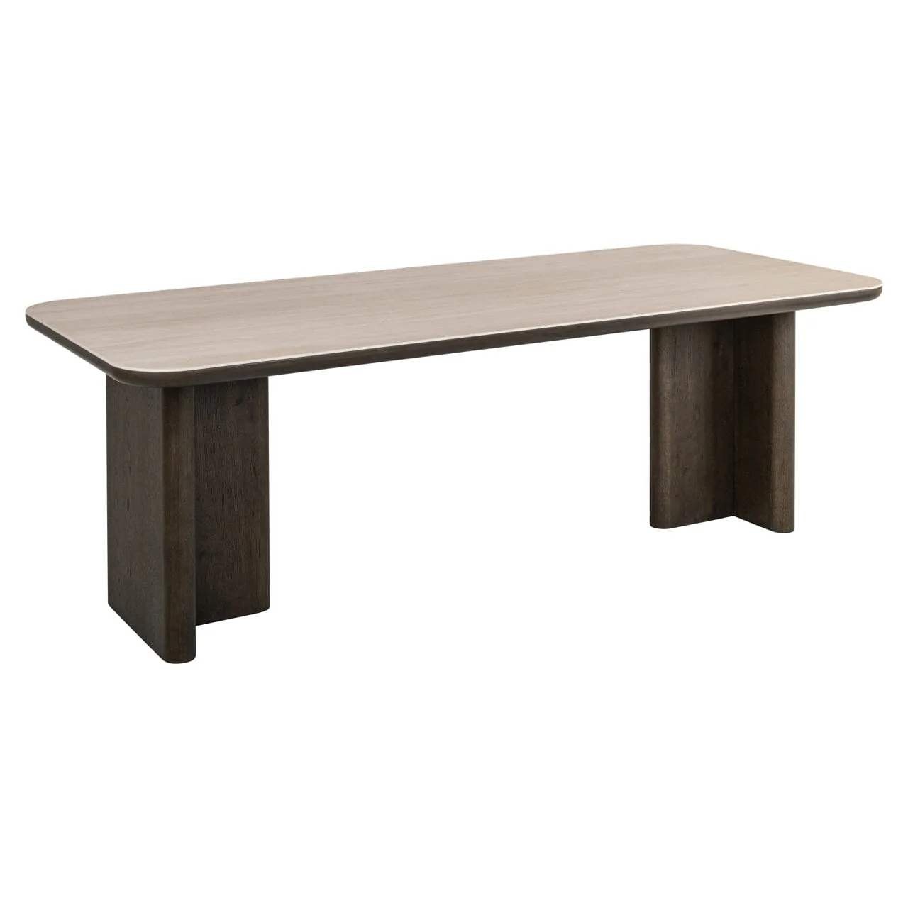 Balerno Deep Brown Wooden Dining Table with Travertine Top - Image 3