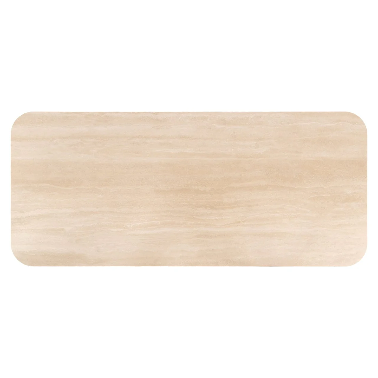 Balerno Deep Brown Wooden Dining Table with Travertine Top - Image 6