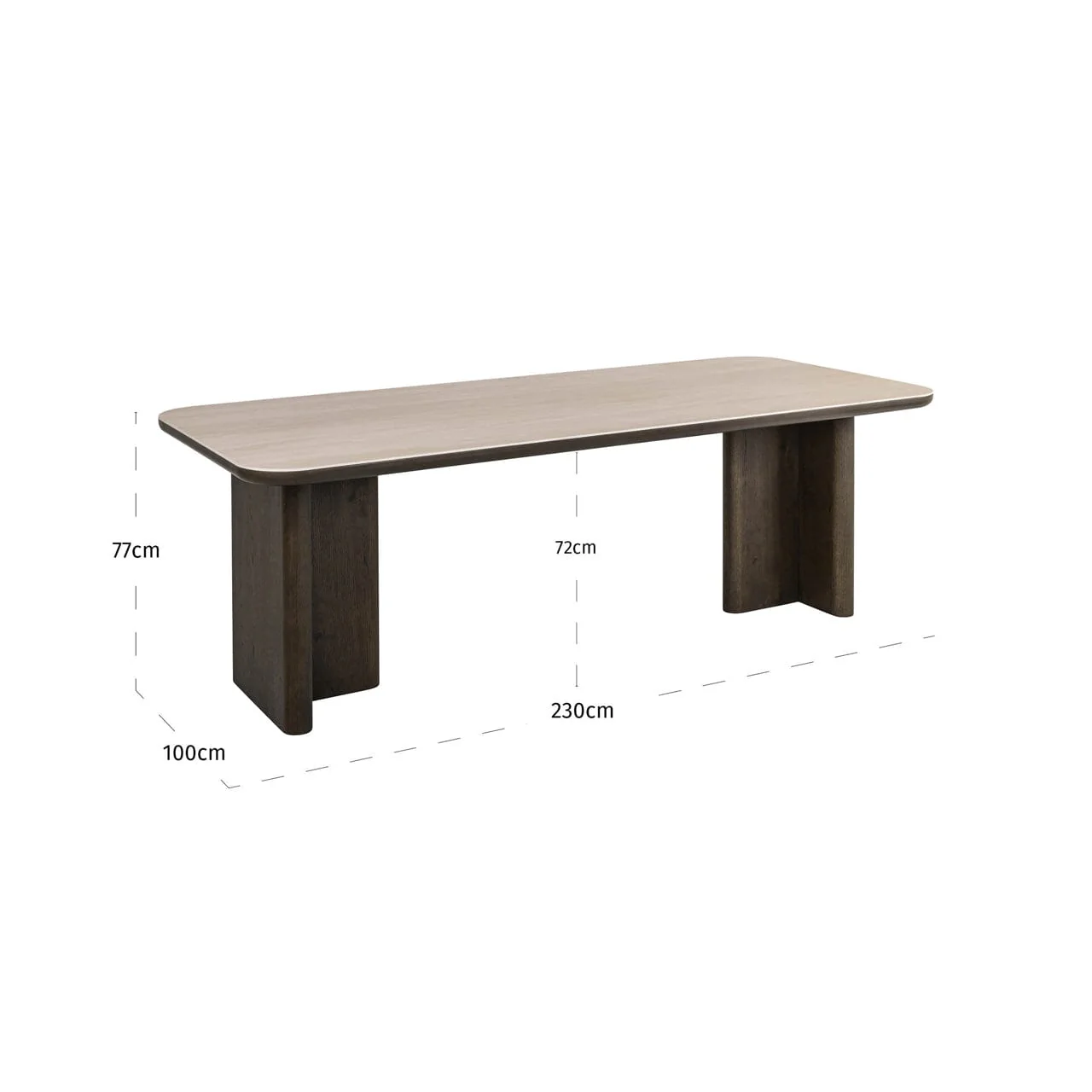 Balerno Deep Brown Wooden Dining Table with Travertine Top - Image 7