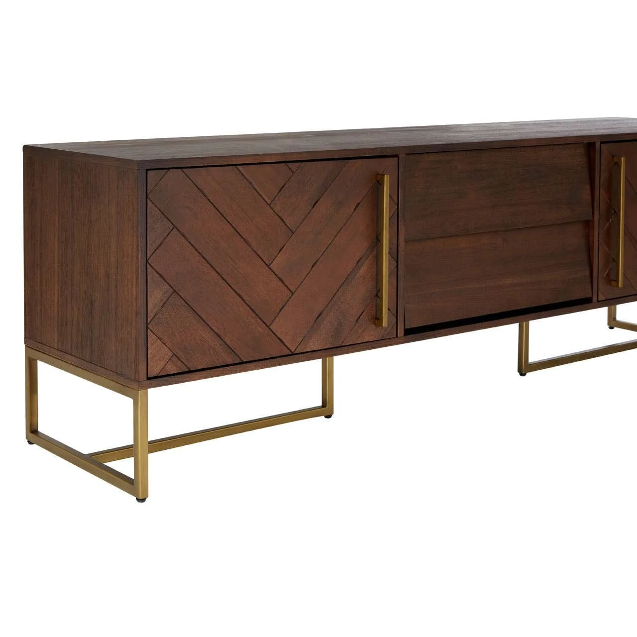 Bancha Dark Wood Media Unit with Herringbone Detail - Image 6