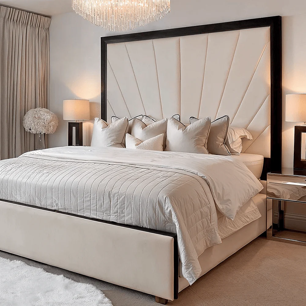 Barcelona Cream & Black Sunburst Bed