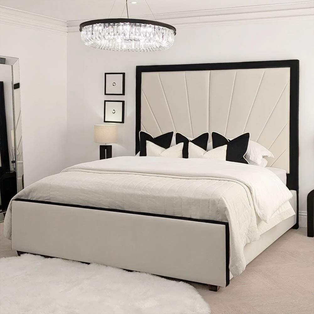 Barcelona Cream & Black Sunburst Ottoman Storage Bed - Image 2
