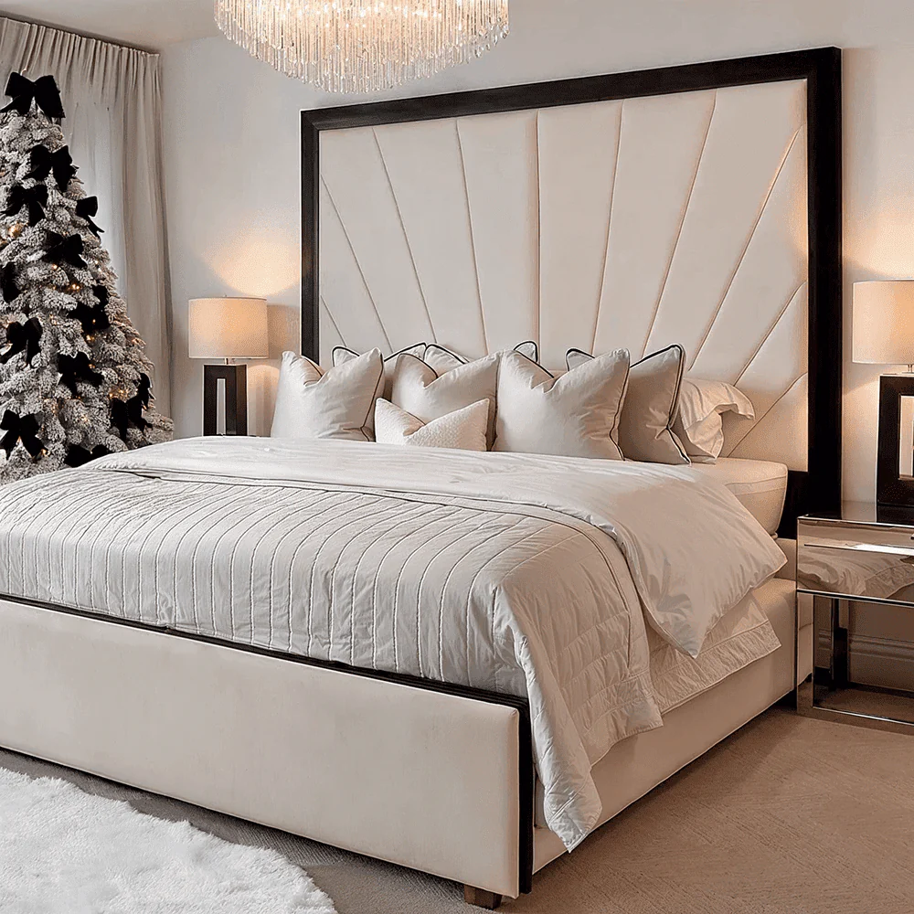 Barcelona Cream & Black Sunburst Ottoman Storage Bed - Image 3