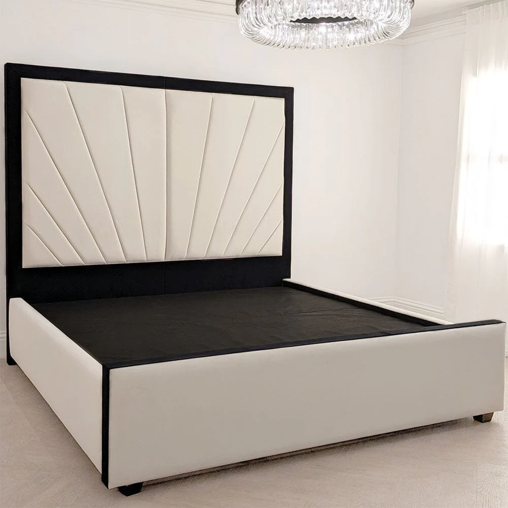 Barcelona Cream & Black Sunburst Ottoman Storage Bed - Image 4