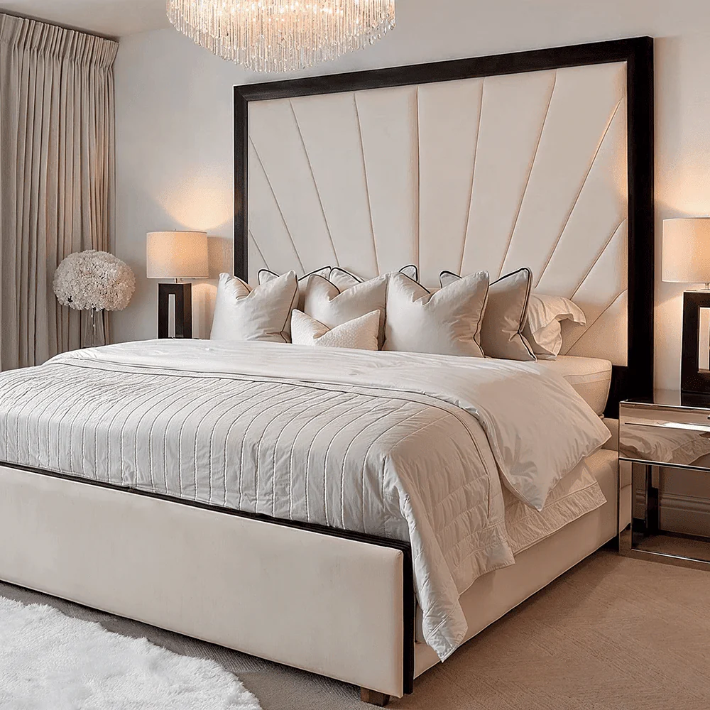 Barcelona Cream & Black Sunburst Ottoman Storage Bed - Image 6