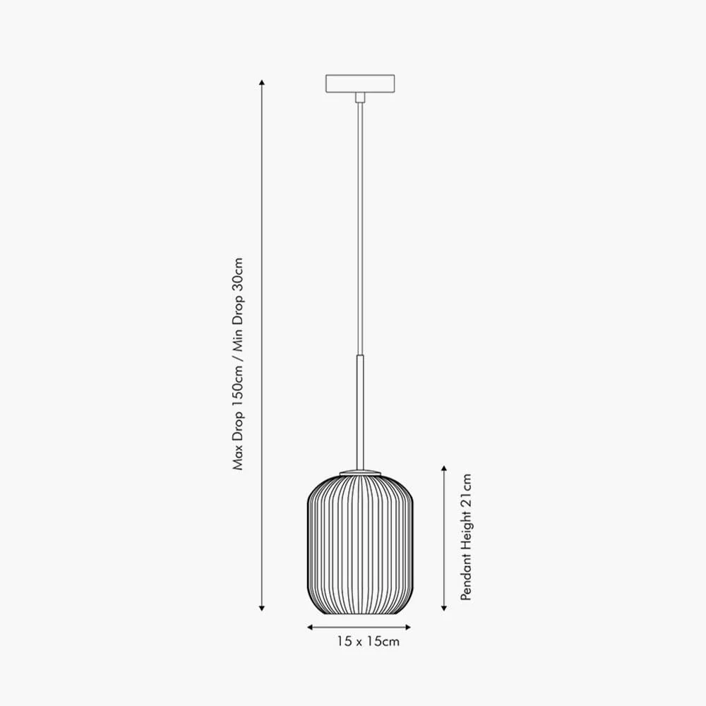 Bellamy White Glass & Gold Ribbed Glass Pendant Ceiling Light - Image 4