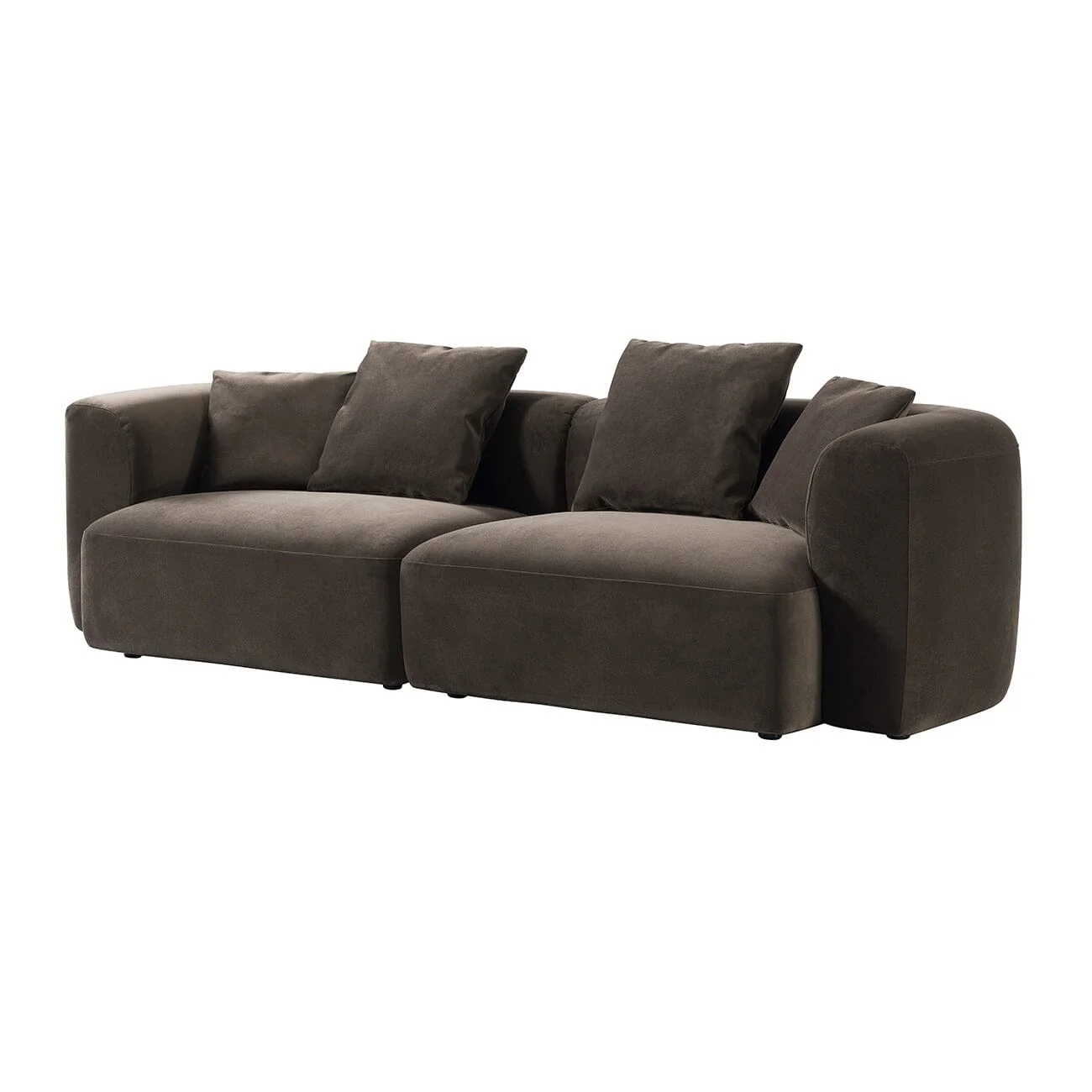 Bellina Brown Velvet Luxury 4 Seater Sofa - Image 3