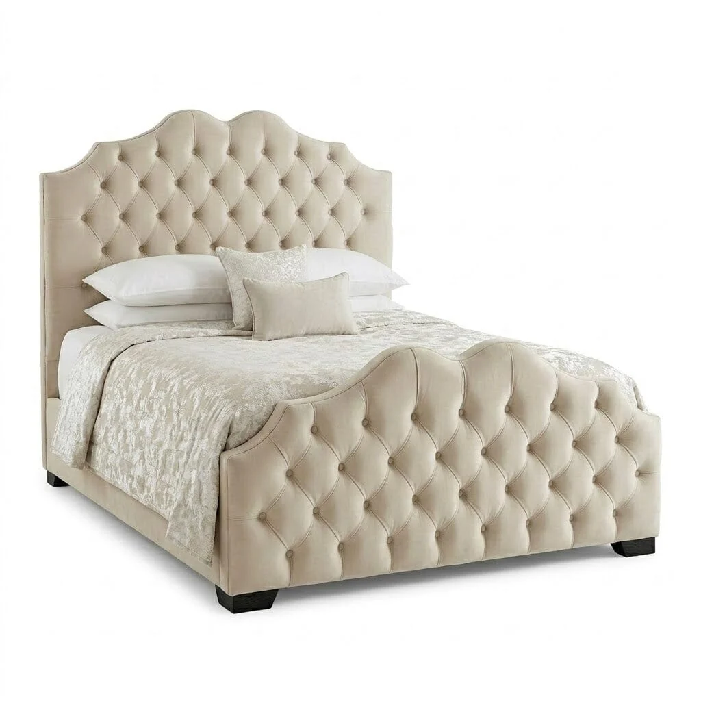 Belvoir Vanilla Luxury Curved Velvet Bed - Image 6