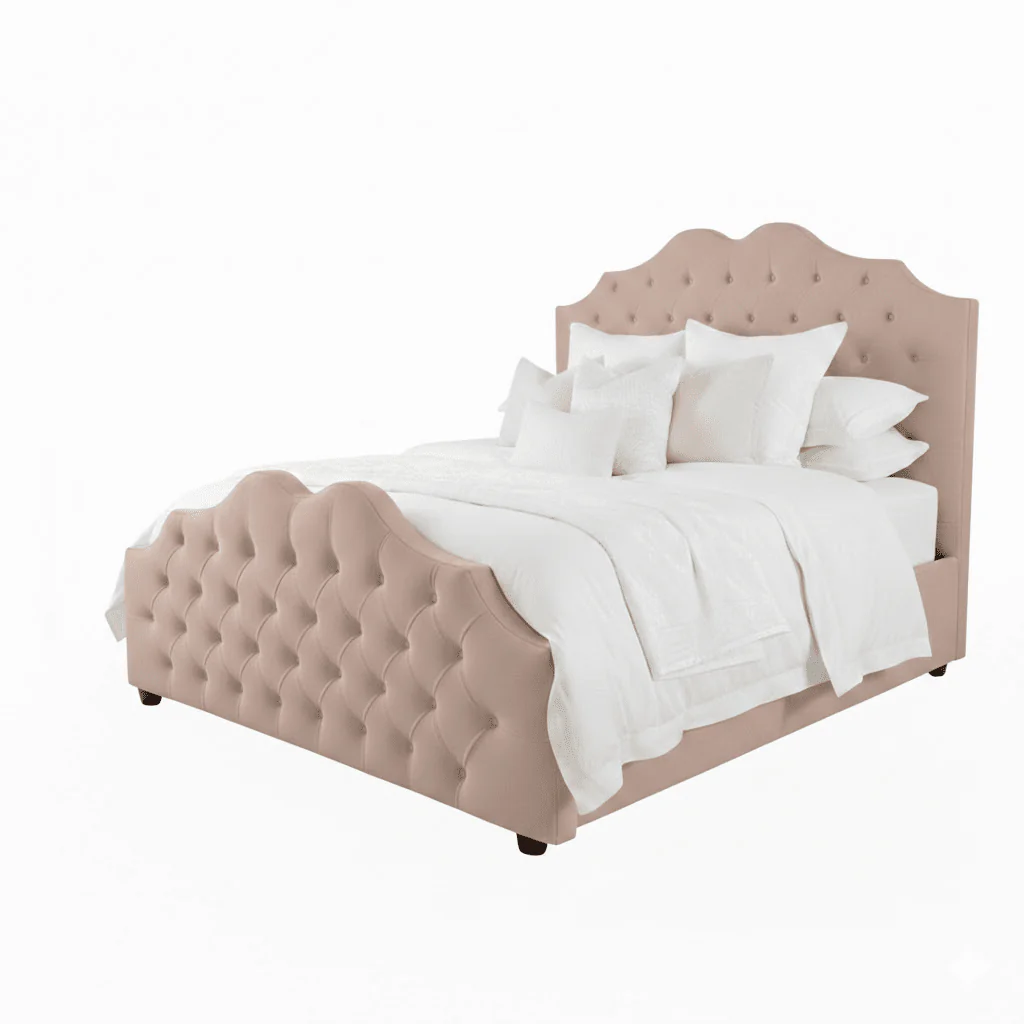 Belvoir Pink Velvet Luxury Curved Velvet Bed - Image 2
