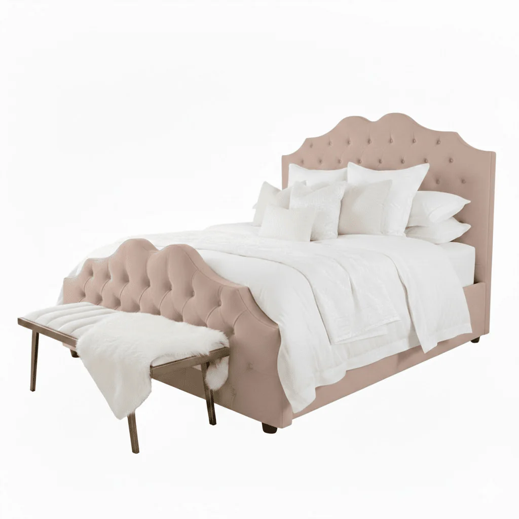 Belvoir Pink Velvet Luxury Curved Velvet Bed - Image 3
