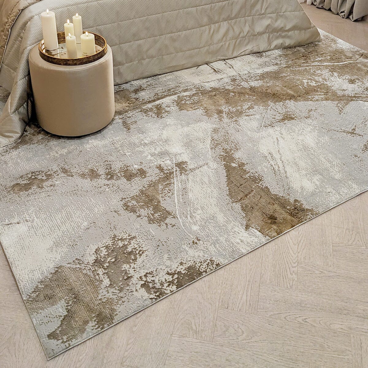 Biscotti Luxury Abstract Cream & Mink Metallic Rug - Image 3