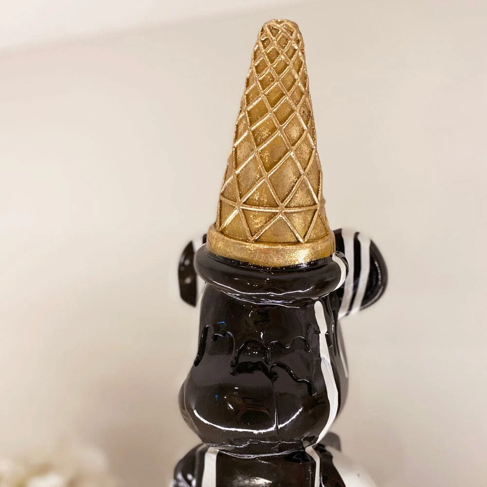 Black Ice Cream Cone Drip Bear Ornament - Image 3