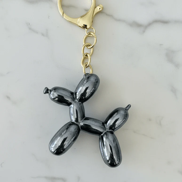 Black Pearlescent Balloon Dog Keyring