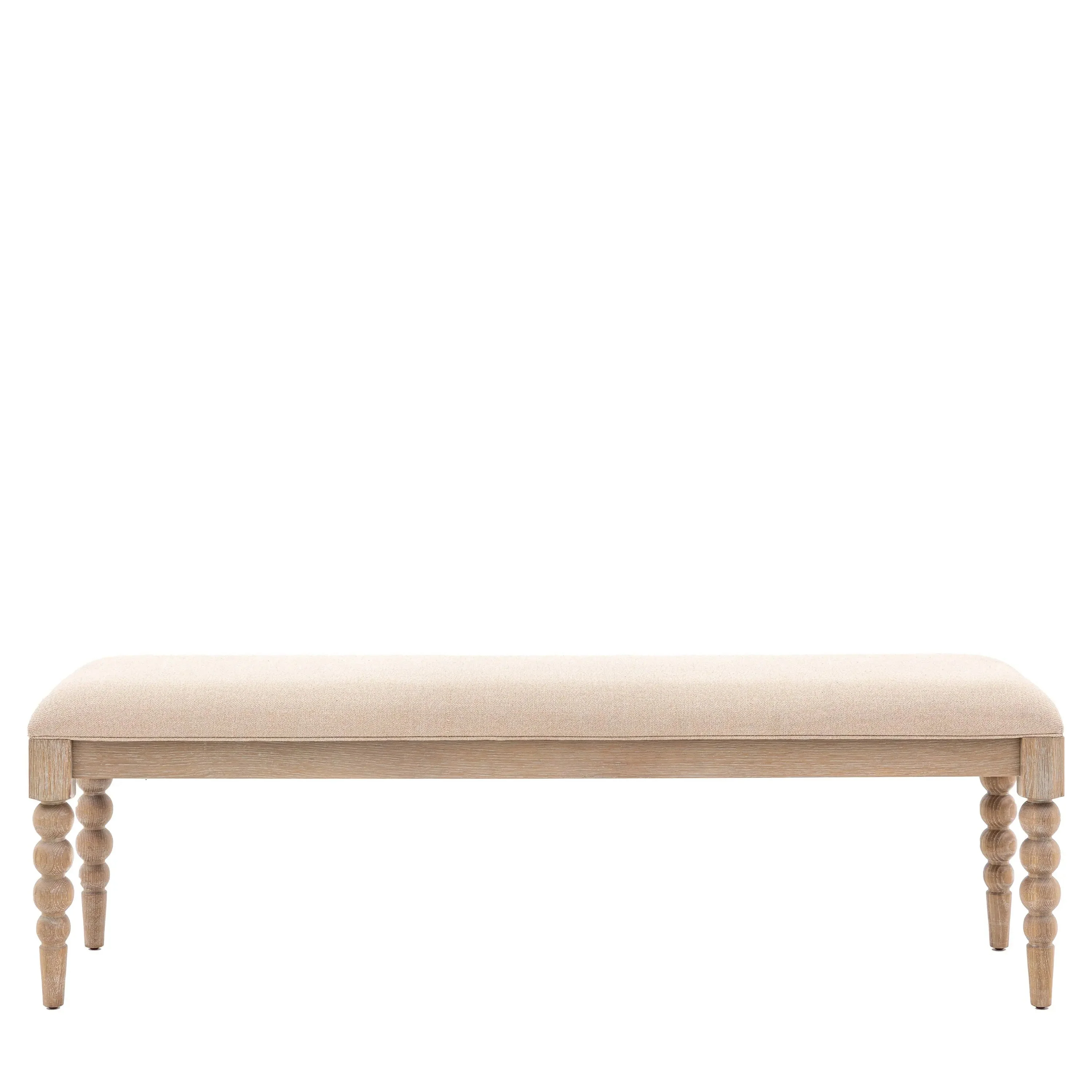 Blenheim Linen Fabric Top Bench with Oak Legs - Image 5