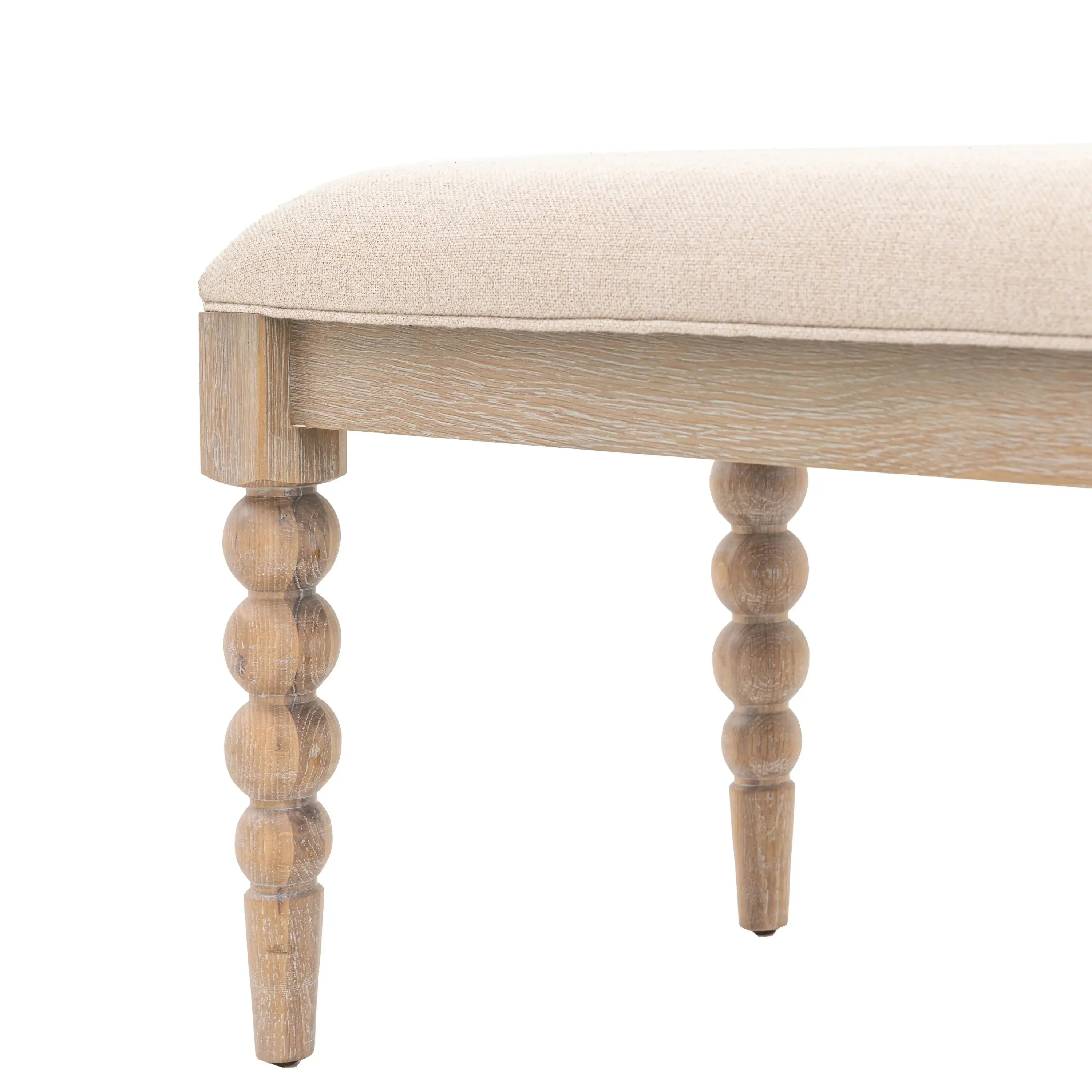 Blenheim Linen Fabric Top Bench with Oak Legs - Image 6