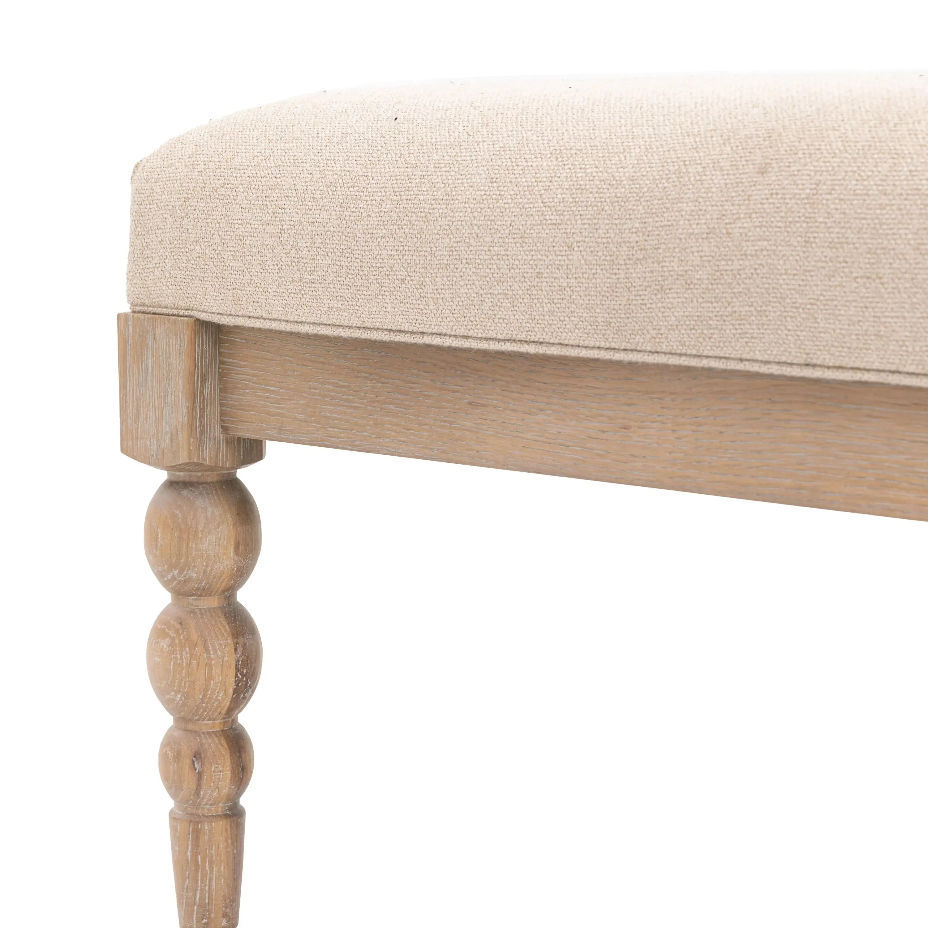 Blenheim Linen Fabric Top Square Coffee Table with Oak Legs - Image 3