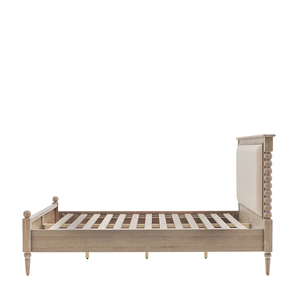 Blenheim Luxury Cream & Lightwashed Wood Upholstered Bed - Image 3