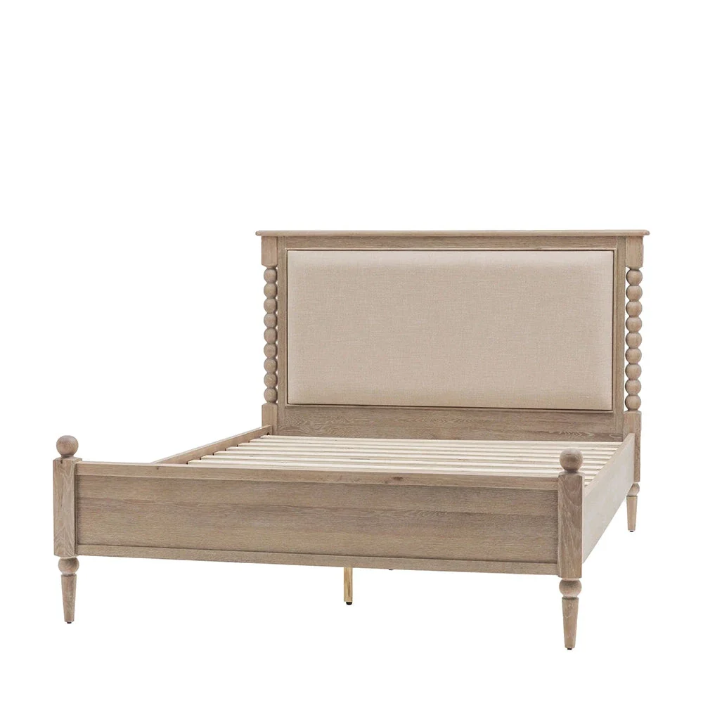 Blenheim Luxury Cream & Lightwashed Wood Upholstered Bed - Image 4
